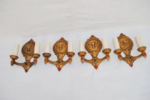 Set of four 1920's cast iron sconces
