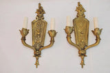 Elegant pair of 1920's brass sconces