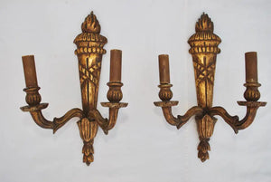 Elegant pair of French turn of the century woos sconces ( Empire style )
