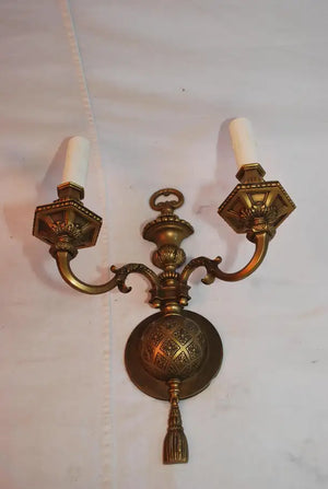 Elegant large 1920's brass sconces