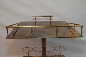 Elegant 1960's goat skin bar cart design by Aldo Tura