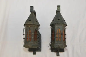 Rare pair of 1930's copper outdoor sconces