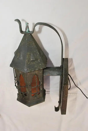 Rare pair of 1930's copper outdoor sconces