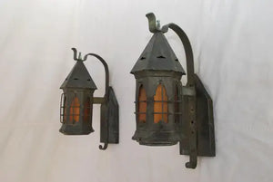 Rare pair of 1930's copper outdoor sconces