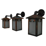 Set of three turn of the century copper outdoor sconces