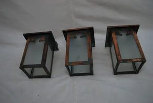 Set of three turn of the century copper outdoor sconces