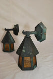 Pair of 1920's copper outdoor sconces