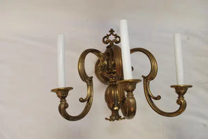 Rare Pair of Large 1920's brass sconces ( it is a set of three )