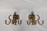 Rare Pair of Large 1920's brass sconces ( it is a set of three )