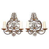 Rare pair of French 1920' wrought iron sconce