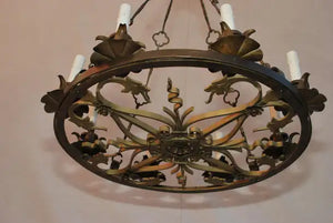 Rare French 1920's bronze chandelier