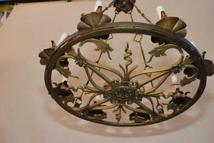 Rare French 1920's bronze chandelier