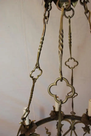 Rare French 1920's bronze chandelier