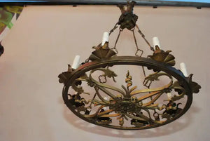 Rare French 1920's bronze chandelier