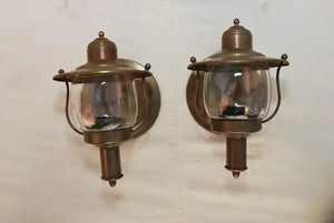 Cute little pair of 1940's brass outdoor sconces