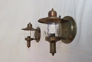 Cute little pair of 1940's brass outdoor sconces