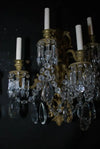 Rare large pair of French brass and crystals sconces