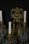 Rare large pair of French brass and crystals sconces