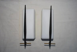 rare and sexy pair of French mid century outdoor/indoorsconces