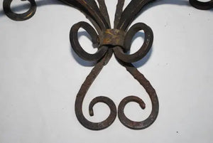 Rare large pair of French wrought iron sconces