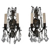 Elegant pair of Italian 1920's bronze/crystals sconces