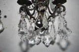 Elegant pair of Italian 1920's bronze/crystals sconces
