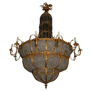 Very rare and beautiful large french brass chandelier