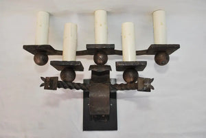 Rare large French 1920's wrought iron sconces