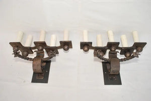 Rare large French 1920's wrought iron sconces