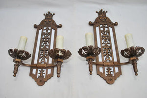 Beautiful and rare Large 1920's bronze sconces