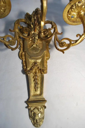 Elegant pair of French bronze sconces