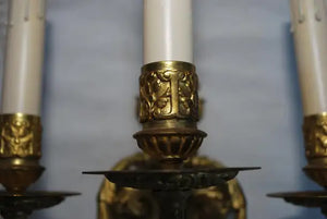 Elegant pair of French bronze sconces
