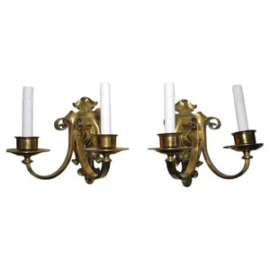 Elegant pair of brass sconces, English style