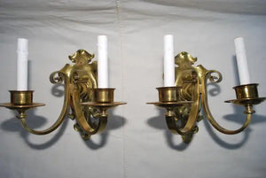 Elegant pair of brass sconces, English style