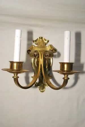 Elegant pair of brass sconces, English style