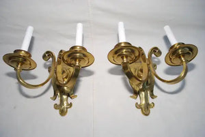 Elegant pair of brass sconces, English style