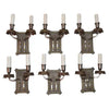 Rare set of six 1920's brass and silver sconces