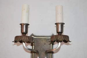 Rare set of six 1920's brass and silver sconces