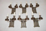 Rare set of six 1920's brass and silver sconces