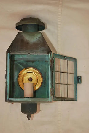 Pair of 1940's brass outdoor sconces ( we have another pair but bigger )