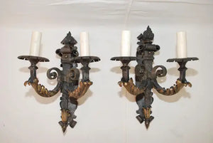 A beautiful large and rare 1920's French wrought iron sconces