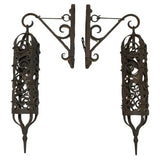 Elegant pair of 1940's brass outdoor sconces