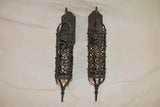 Elegant pair of 1940's brass outdoor sconces