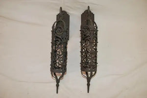 Elegant pair of 1940's brass outdoor sconces