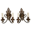 Large and elegant pair of 1920's brass sconces