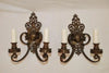 Large and elegant pair of 1920's brass sconces