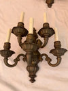 Rare large set of four 1940's solid brass sconces