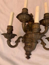 Rare large set of four 1940's solid brass sconces
