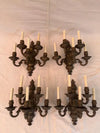 Rare large set of four 1940's solid brass sconces