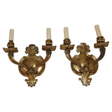 Rare large 1920's solid brass sconces